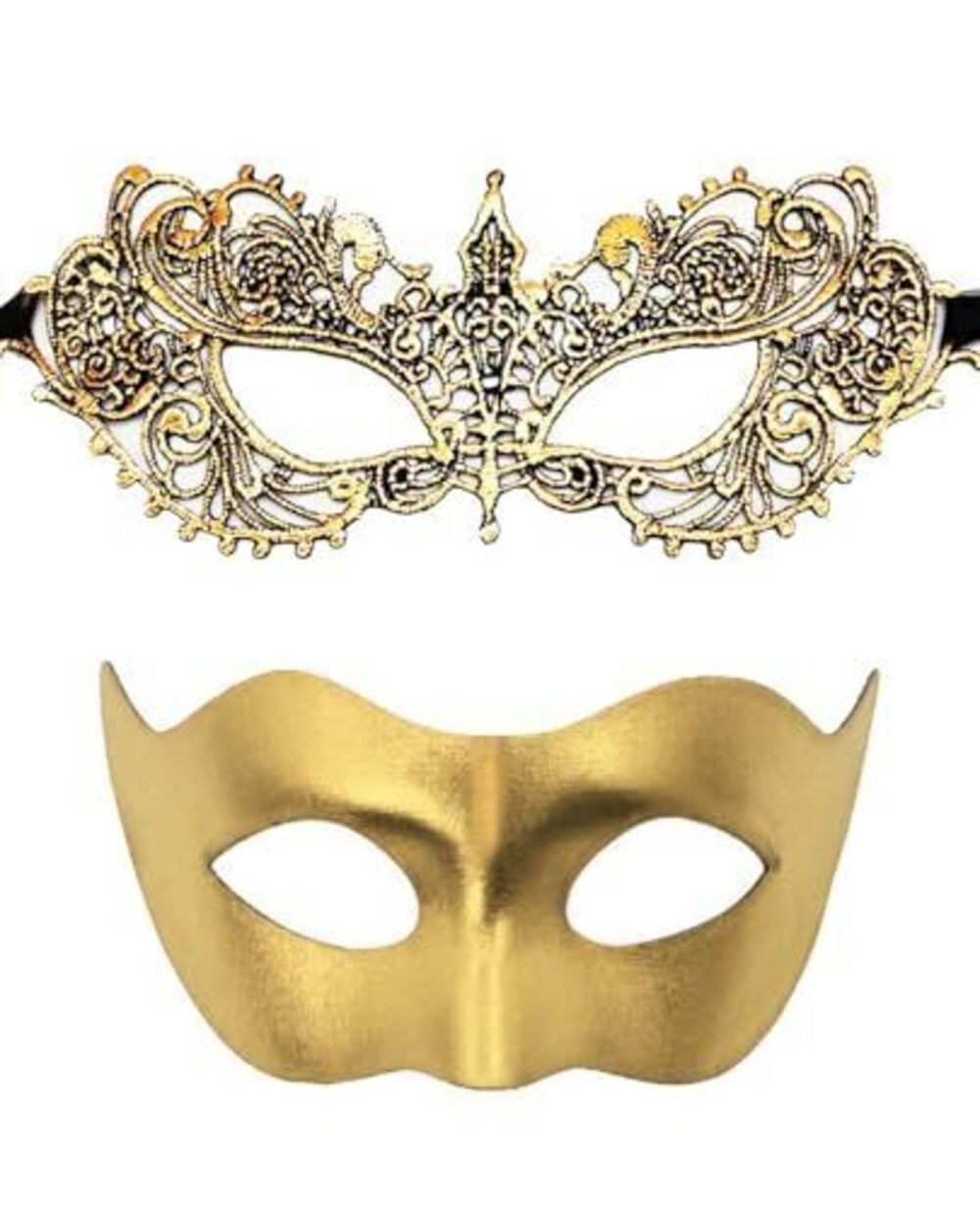 5692 Couple Masquerade Lace Mask Set, Fit and Venetian Halloween Masks